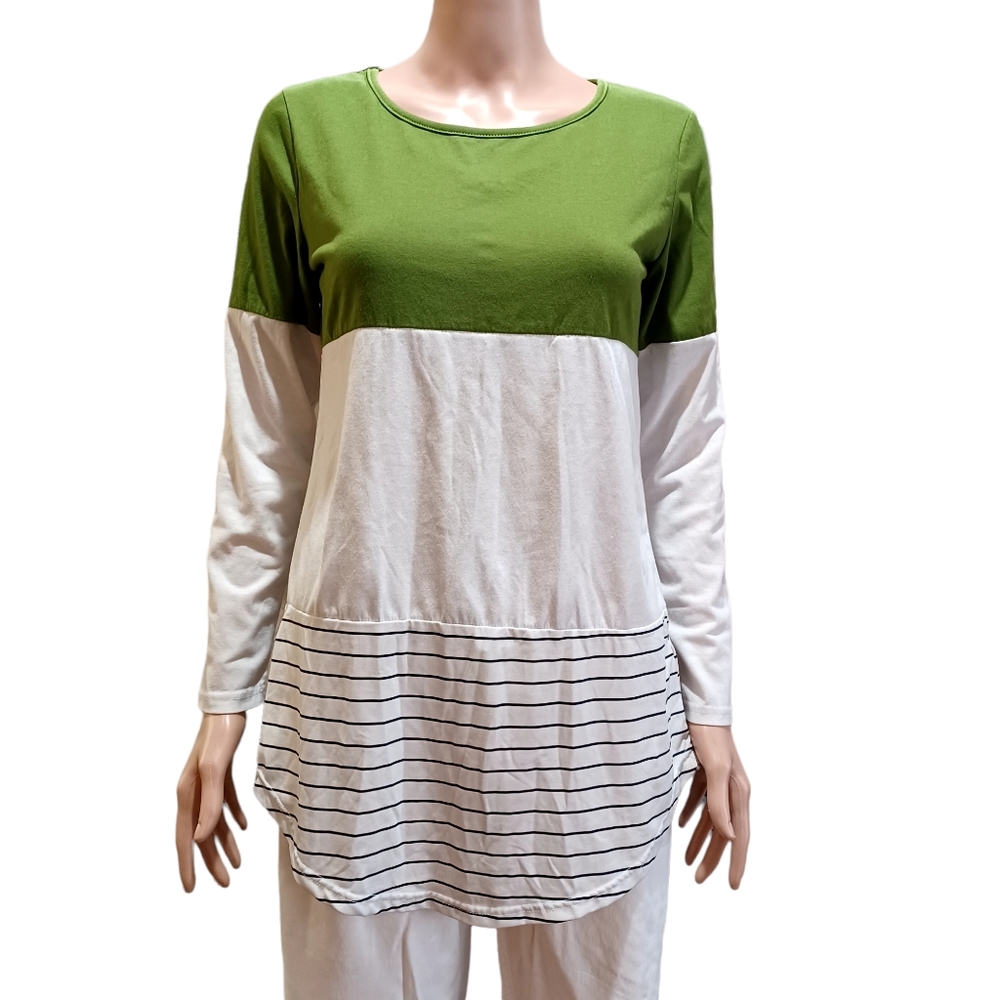Pink Queen Women's Color Block Long Sleeve T-shirt Tunic Tops Size Small